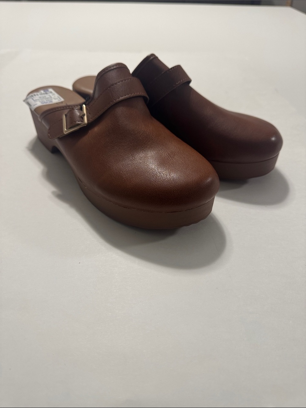 me too Brown Slip-On Clogs with Buckle Strap